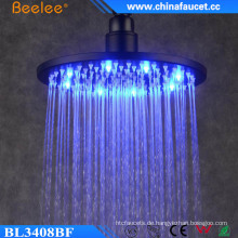 Badezimmer Round Black Keine Batterie Wasser Power LED Duschkopf